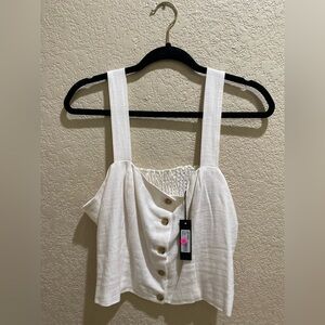 Chic White Button-Front Women's Blouse